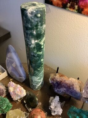 Giant tall Moss Agate massage cylinder moss tower huge  gorgeous ⭐️🌟🌟tower 🍃